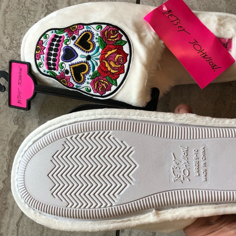 Betsy Johnson calavera “sugar skull” slippers - Picture 2 of 7